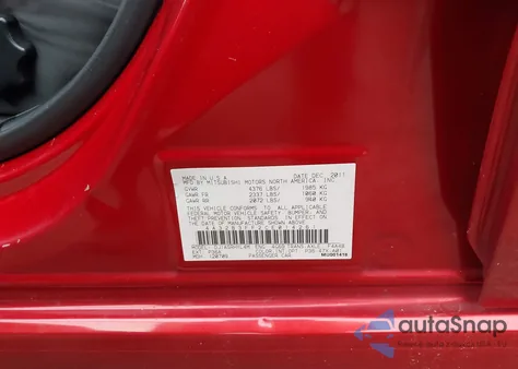 2012 Mitsubishi Galant Es/Se z USA, uszkodzony, nr VIN 4A32B3FF2CE014261